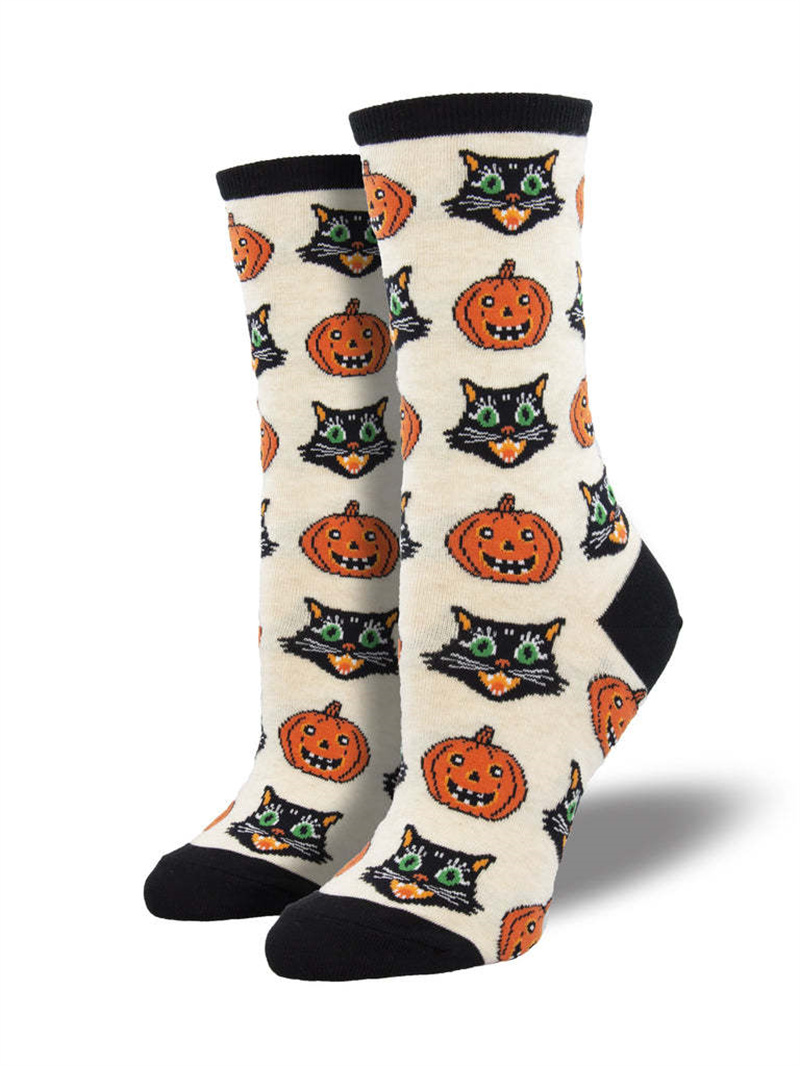 Roliga Halloween Socks Pumpkin Owl Cat Design One Size Men Women Socks Halloween Decoration