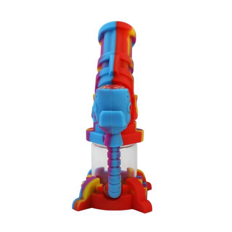 Desktop Smoking Colorful Silicone Hookah Bong Pipes Kit Portable Handle Style Bubbler Herb Tobacco Glass Filter Spoon Bowl Waterpipe Cigarette Holder