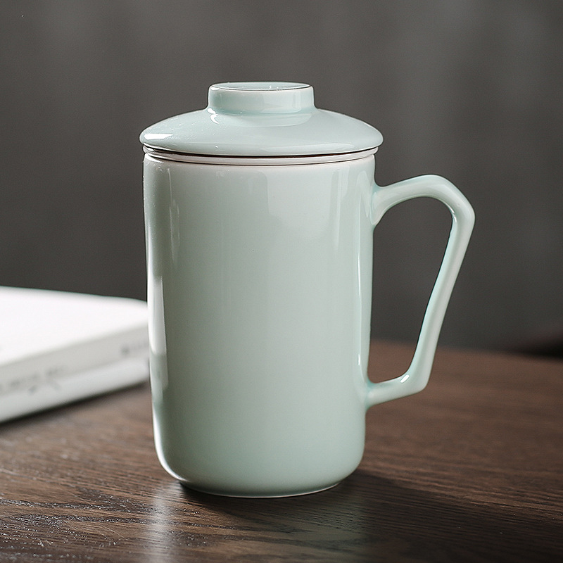 320 ml enkel keramisk tekopp med infusör och lock te muggar hanterar personlighet modern kaffekopp för hemmakontor