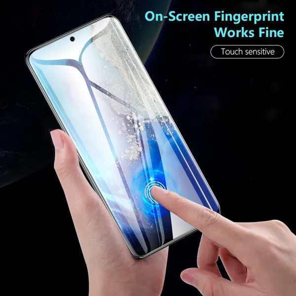 Gehard Glas Volledige Cover 3D Edge Glue Screen Protector voor Samsung Galaxy S23 Ultra S22 5G S10 Note 20 10 met Vingerafdruk Ontgrendelen