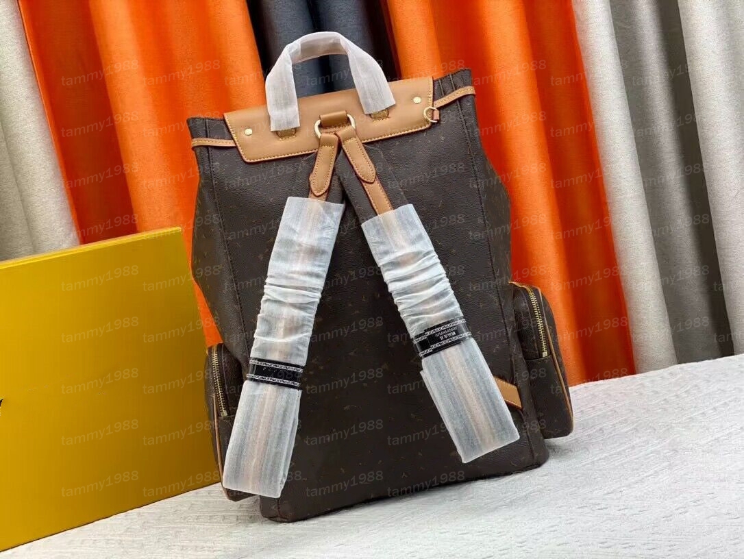トリオ7A本物の革の男性バックパックエンボス加工された革デザイナーの男性バックパック豪華なサッチェルスクールバッグマンラップトップバッグ