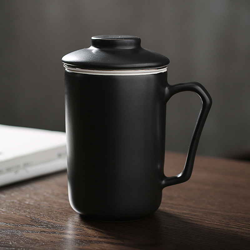 320 ml enkel keramisk tekopp med infusör och lock te muggar hanterar personlighet modern kaffekopp för hemmakontor
