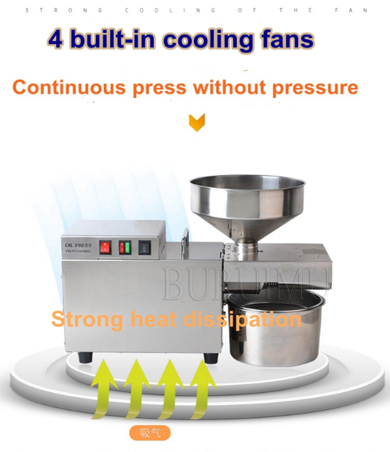Máquina de prensa de aceite Comercial S9 Acero inoxidable Control de temperatura Hogar Maní Sésamo Girasol Semillas Squeeze