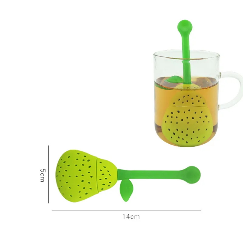 Infusor de té en forma de pera de silicona creativo, colador de té de hoja de bola, dispositivo de elaboración, filtro de especias a base de hierbas, herramientas de cocina