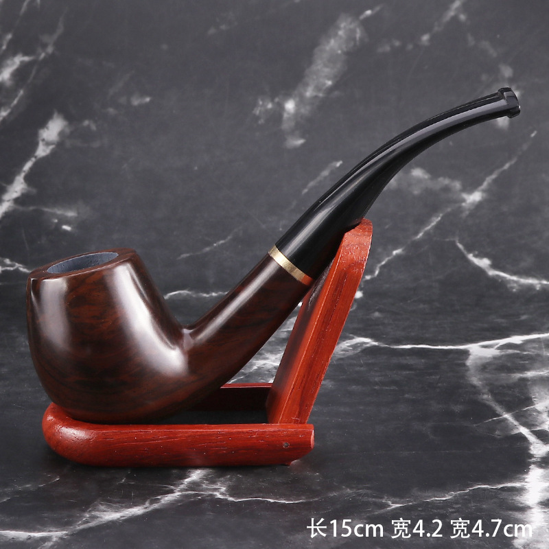 Rökande rör Hot Spot Classic Curved Ebony Circled Pipe med ebenholts 9mm filtrerat handgjorda rör