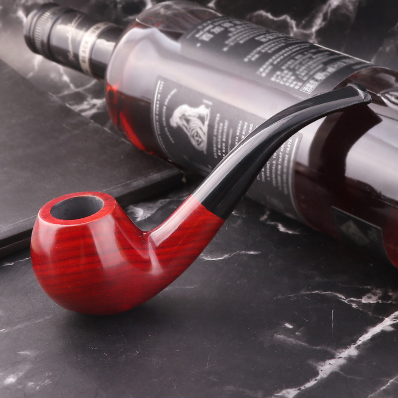 Cachimbos Clássico e criativo cachimbo de sândalo vermelho curvo e conjunto para fumar