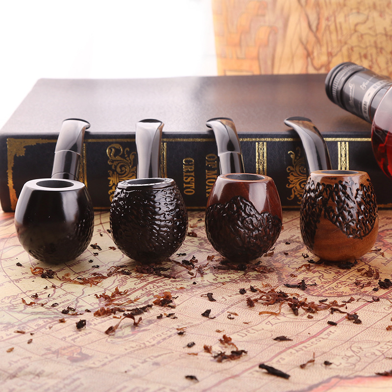 Smoking Pipes 9mm flue sandalwood carved pipe in stock