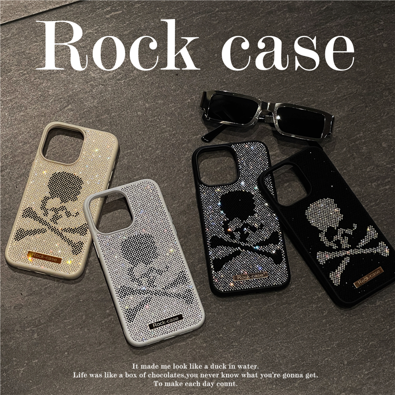 Luxury Sparkle Diamond Skull Vogue Phone Case For iPhone 14 13 12 11 Pro Max Hållbar glitter full skyddande mjuk stötfångare Rhinestone Stylish Back Coatch Sock Proofsäker