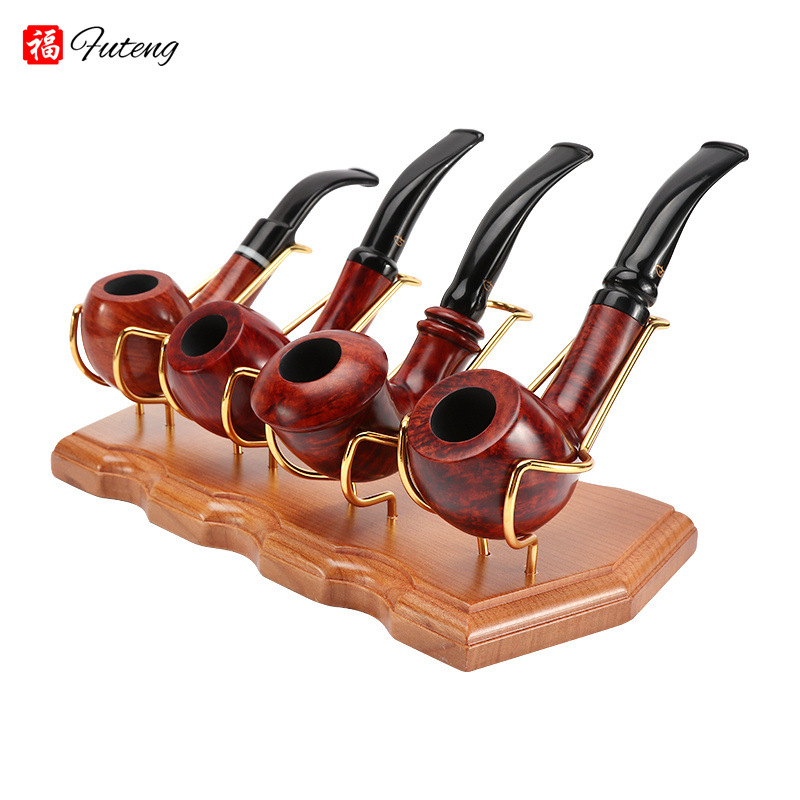 Smoking Pipes Solid wood single multi-position pipe holder creative cigarette display rack in stock cherry wood golden edge pipe holder