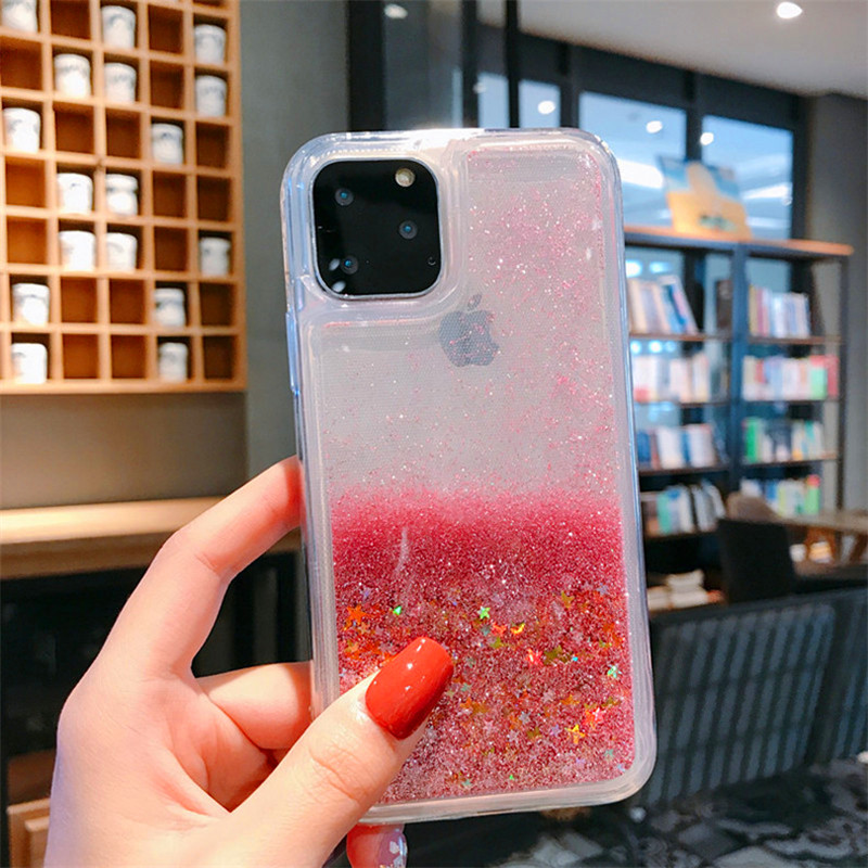 Quicksand Handyhülle Liquid Flow Back Cover Glitzer Wasser Bling Schutz für iPhone 14 13 12 11 pro max X Xs XR xS MAX 7 8 7P 8P