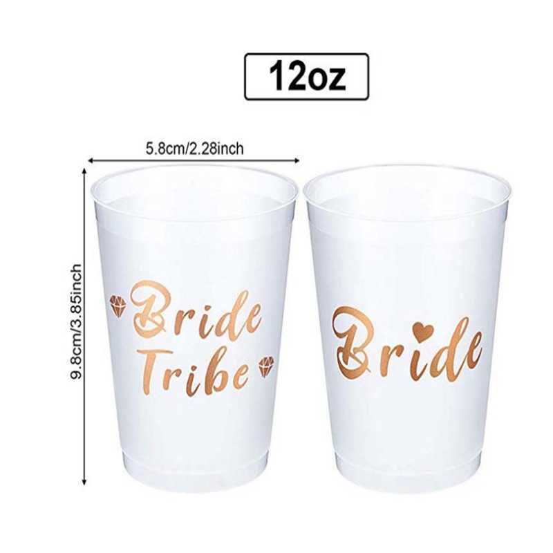 Ny Team Bride Tribe Cups Bruddusch Bachelorette Party Plastic Drinking Cup Rose Gold Hen Party Accessories Wedding Decoration