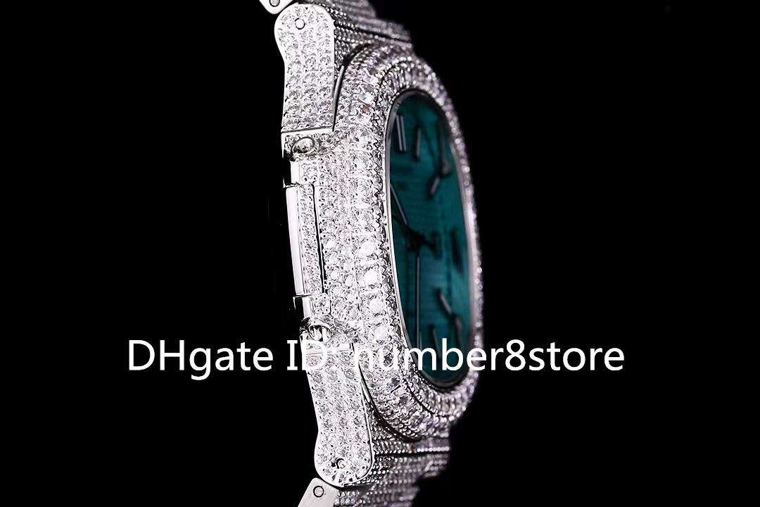 Nouveau 5711 Montre de luxe Diamond Sport pour homme Suisse 8215 Automatique Mécanique Platine 18 carats Montre-bracelet en acier inoxydable Date Saphir Cristal Lumineux Résistant à l'eau