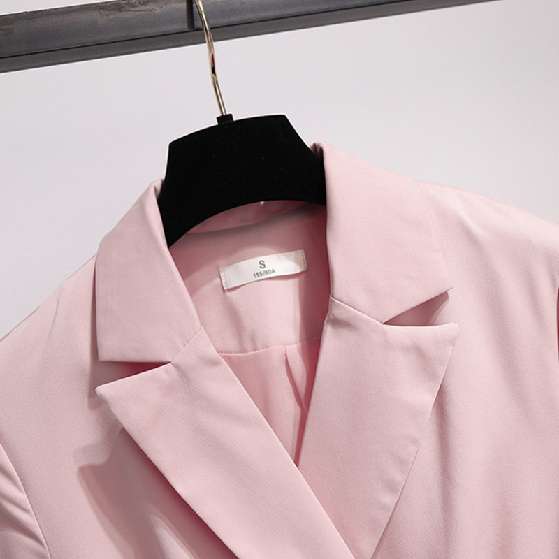 Abiti casual Elegante abito blazer donna Abito estivo con intaglio doppiopetto mini abito plissettato rosa con cintura di perline Vestidos De Mujer 2023