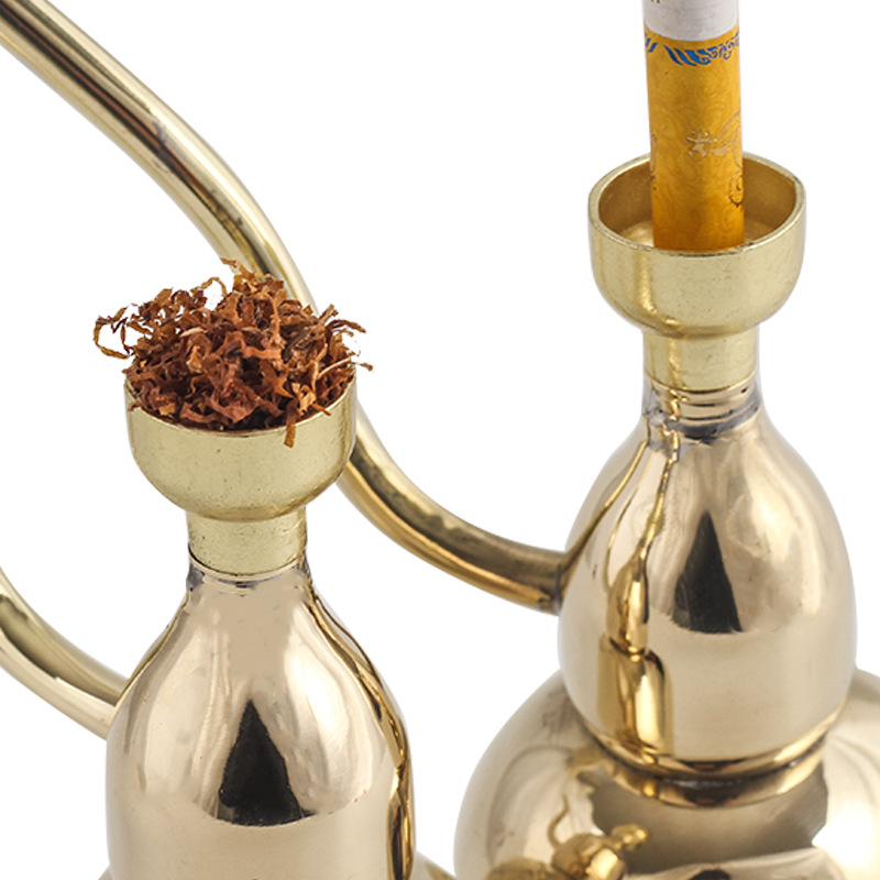 Smoking Pipes Wasser-Shisha-Wasserkocher, Messing-Wasserfilter, Zigarettenschnitt, Retro-Beutel, Wasser-Shisha-Wasserkocher, komplett aus Kupfer gefertigtes Dual-Purpose-Wasser-Shisha-Rohr