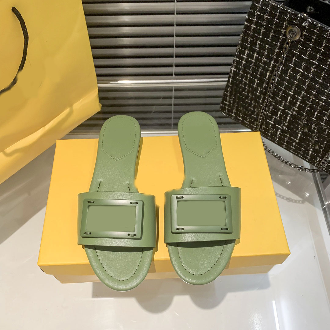 Designer Shoes Women Slippers Summer Outdoor Shoes Square Buckle Hollow Flats One Strap Sandals Vacation Beach Shoes With Box