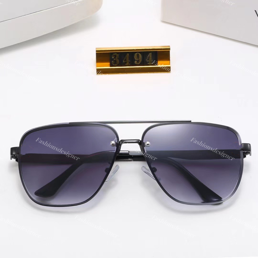 Luxe designer zonnebrillen designer heren zonnebrillen Metalen frame klassieke heren zonnebrillen rijden op straat schieten trend brillen print lens zonnebril met doos 3494