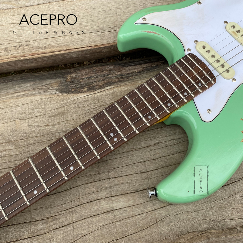 Acepro ręcznie robione relikwii gitarę elektryczną olw ciele zielony kolor wysokiej jakości starzejący się guitarra darmowa wysyłka