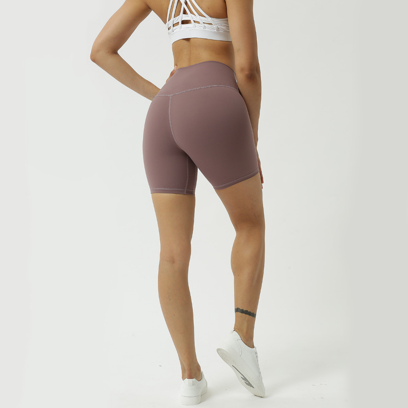 LL New Women's Yoga Leggings Double Face Brushed Nude High Waist Hip Lifting Running Sports Fitness Yoga Sports Women's Quarter Shorts