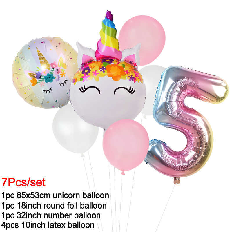 Nuevo Globo de unicornio arcoíris, Globos de aluminio con números, Globos para niños y niñas, suministros de decoración para fiesta de cumpleaños, recuerdo de Baby Shower, juguete para regalo