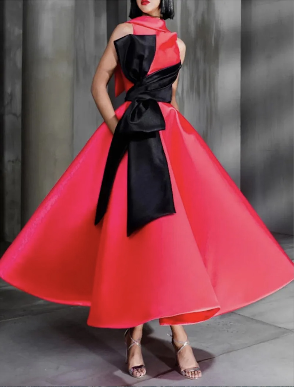 Elegantes Abendkleid für den Abschlussball, Stehkragen, ärmellos, bodenlang, Abendparty-Kleider mit Schleife, Vestidos Robe De Soiree, Customed 2023