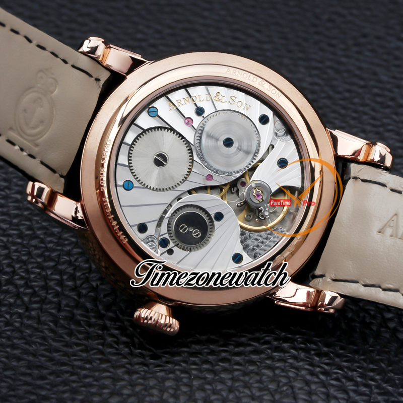 Ny 42mm Arnoldson HM Perpetual Moon A1GLari01AC122A Rose Gold White Dial Mechanical Hand Winding Mens Watch Black Leather Strap UK COOL TIMEZONEWATCH