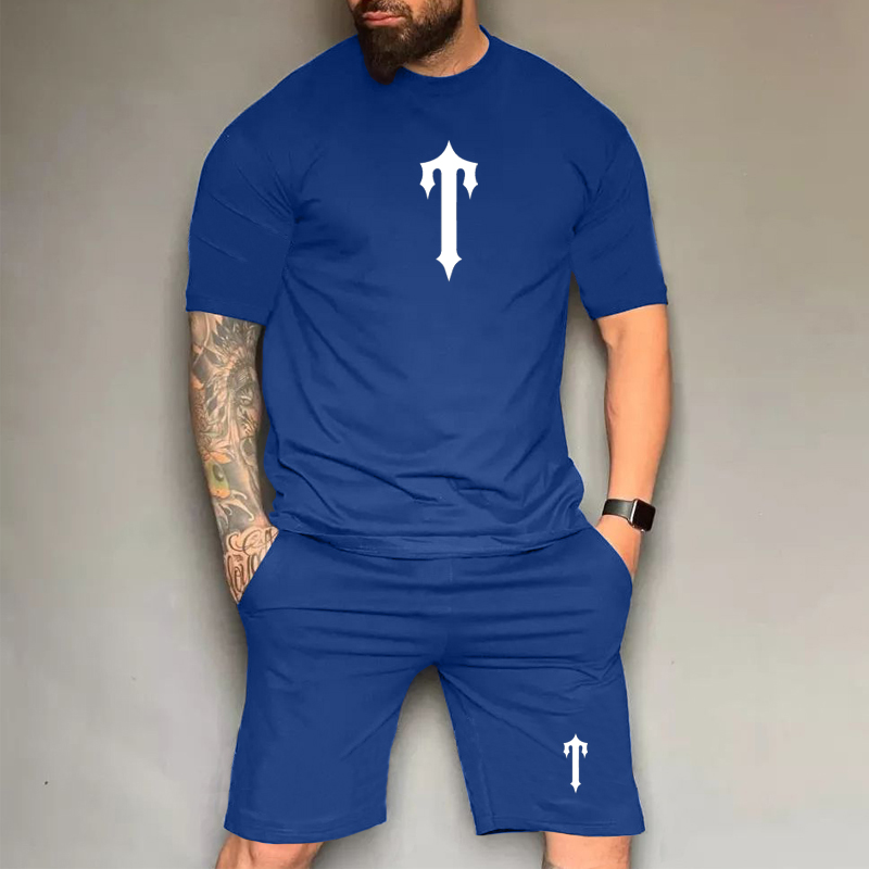 Mens Cotton T-shirt Men Beach Shorts Set Streetwear Tracksuit Men's Sportswear Anti-Pilling 2023 Crew Neck Neck Anti-Pilling Breathable Suit A T-shirt