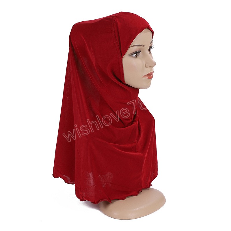 Musulman enfants filles Hijab chimio casquette tirer sur écharpe instantanée prière islamique une pièce sous-écharpe châles Wrap Fit 7-12 ans