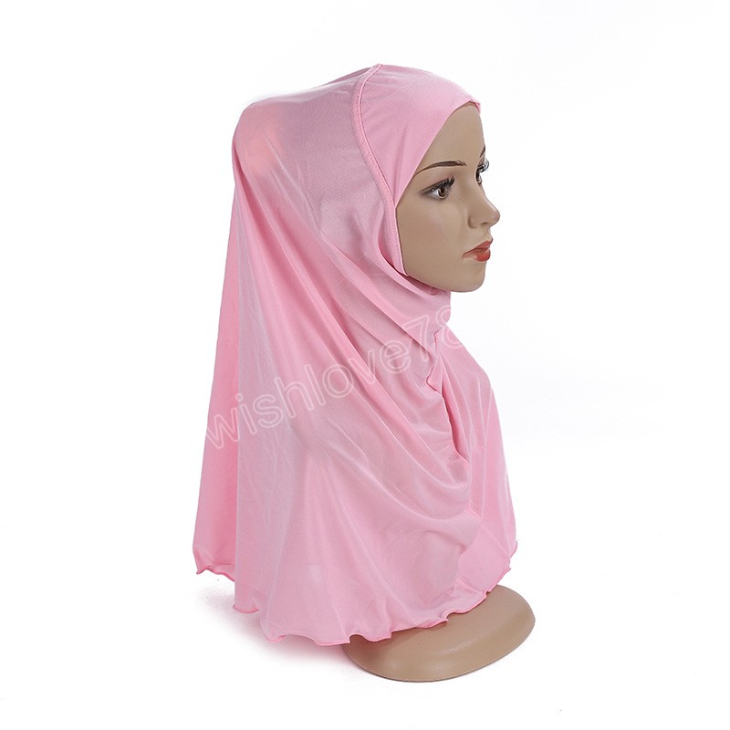 Musulman enfants filles Hijab chimio casquette tirer sur écharpe instantanée prière islamique une pièce sous-écharpe châles Wrap Fit 7-12 ans