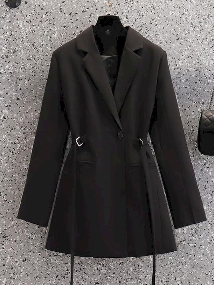 Women Coats Fashion Chic Slim Weist Women Solid Blazer Elegant Office Office Onder Button Female Suit Suctudy 2023 Spring Blazer Wom274y