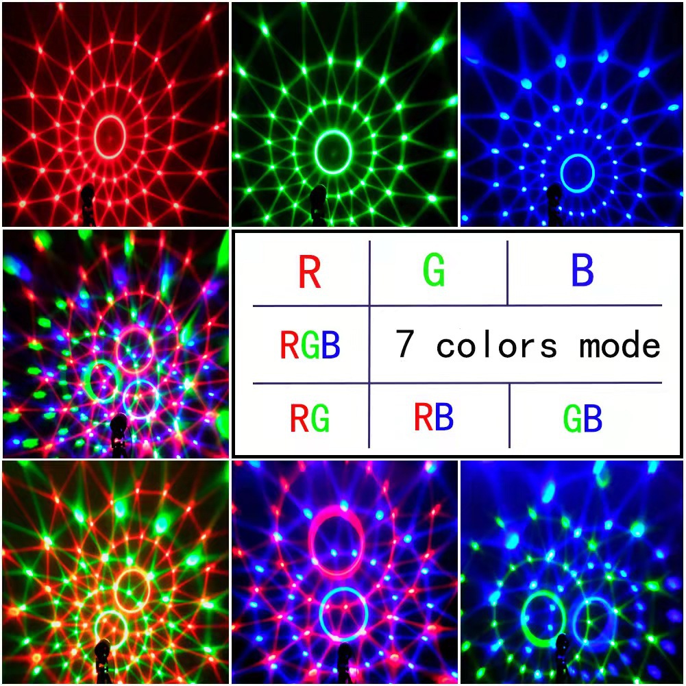 Soundaktivierte Partylichter mit ferngesteuerter DJ-Beleuchtung, RGB-Disco-Kugellicht, Stroboskoplampe, 7 Modi, Bühnenlicht für Tanzpartys, Bar, Weihnachten, Hochzeit, Show, Club