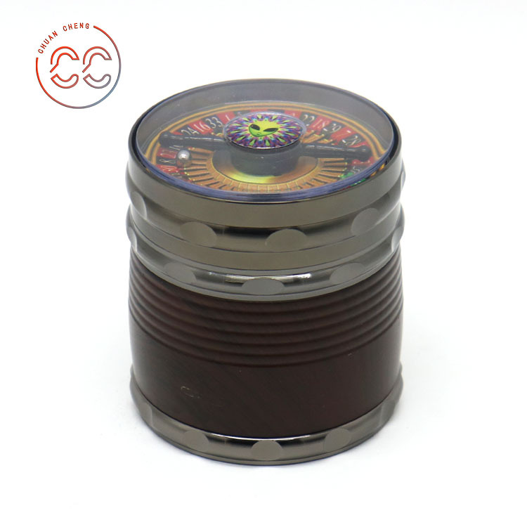 Smoking Pipes New Wheel Four Layer Cigarette Grinder Wood Grain New Product Grinder 63mm4 Zinc Alloy Cigarette Crusher