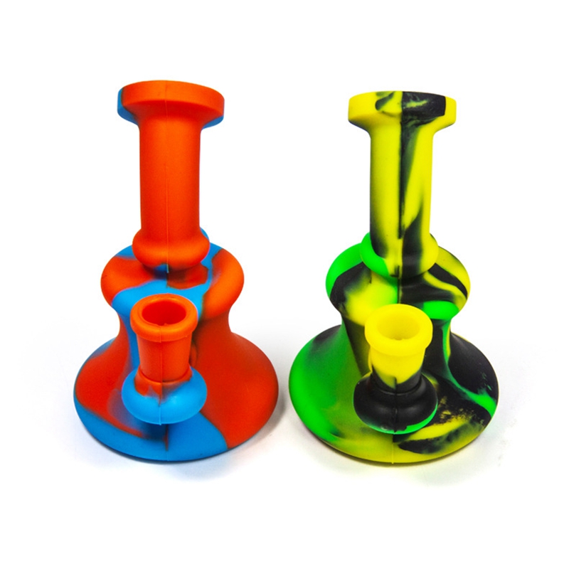 Färgglada vattenfodral Reting Silicone Hookah Bong Pipes Kit Portable Travel Bubbler Herb Tobacco Glass Filter Spoon Bowl Waterpipe Cigaretthållare DHL