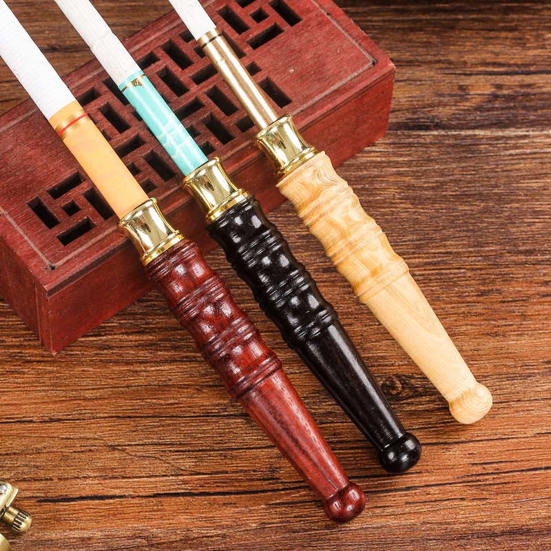 Smoking Pipes Thick and fine smoke dual purpose cigarette holder Black sandalwood blood sandalwood solid wood cigarette holder