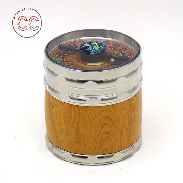Smoking Pipes New Wheel Four Layer Cigarette Grinder Wood Grain New Product Grinder 63mm4 Zinc Alloy Cigarette Crusher