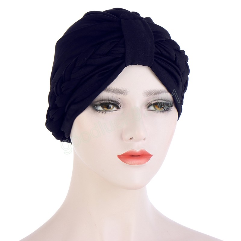 Hintli Kadın Müslüman Hanka Örgü Knot Üst Kemo Kapak Kanseri Bonnet Saç dökülmesi şapka İslami Arap Türban Femme Beanies Headwrap Eşarp