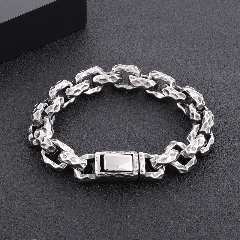 Vintage Silber Edelstahl Biker Gliederkette Armband Armreif für Herren Jungen Mode Cooler Schmuck für Ehemann Geschenke 13 mm 9 Zoll 104 g Gewicht