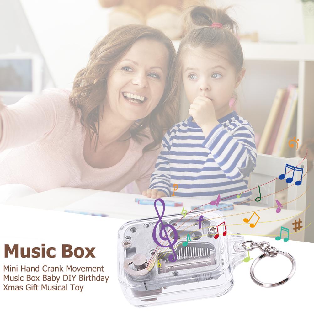 1-5 st barn Diy Music Box Movement KeyChain Handy Crank Musikfödelsegåvor Toy Musical Instrument Toy Musical Melody Gifts