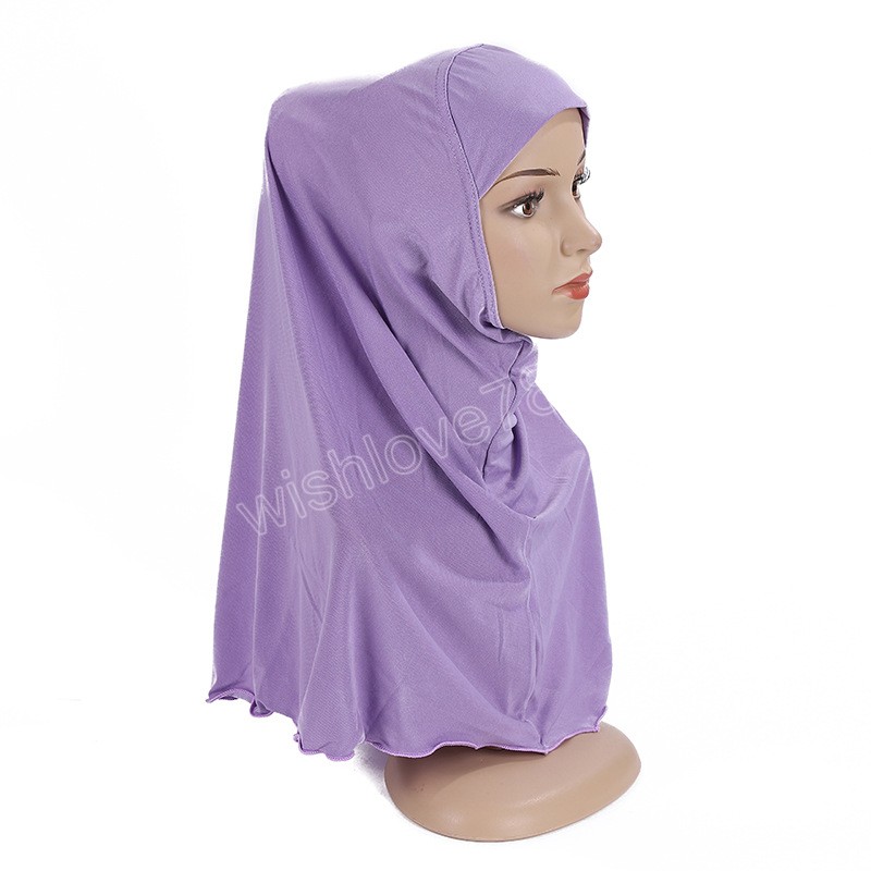 Musulman enfants filles Hijab chimio casquette tirer sur écharpe instantanée prière islamique une pièce sous-écharpe châles Wrap Fit 7-12 ans