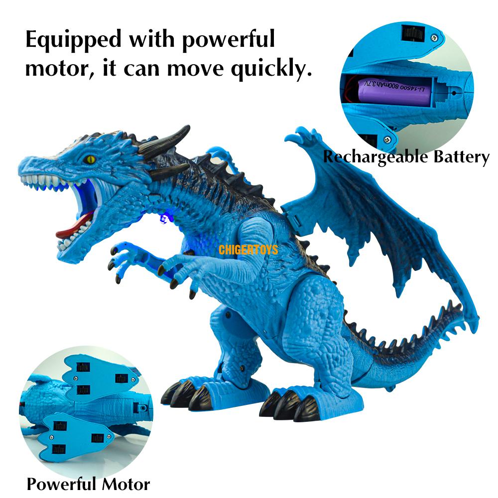 Rc Dinosaur Kids Pet Electric Robot Led Remote Control Animals Spitfire Dragon Walk Sounds Boy Educational Toy for Children Gift