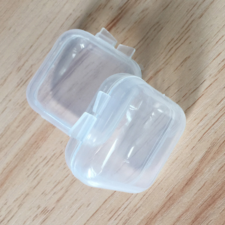 Fyrkantig tom mini klar plastförvaringsbehållare lådfodral med lock små låda smycken öronproppar lagringslåda dh9566