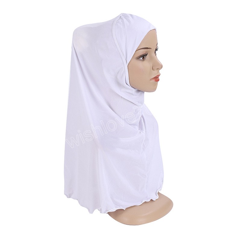 Musulman enfants filles Hijab chimio casquette tirer sur écharpe instantanée prière islamique une pièce sous-écharpe châles Wrap Fit 7-12 ans