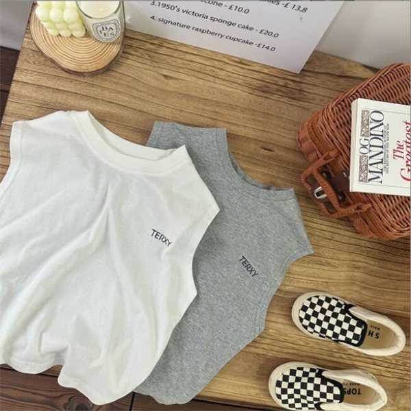 Verano nuevo niño algodón moda chaleco niños marca casual suelta camiseta sin mangas