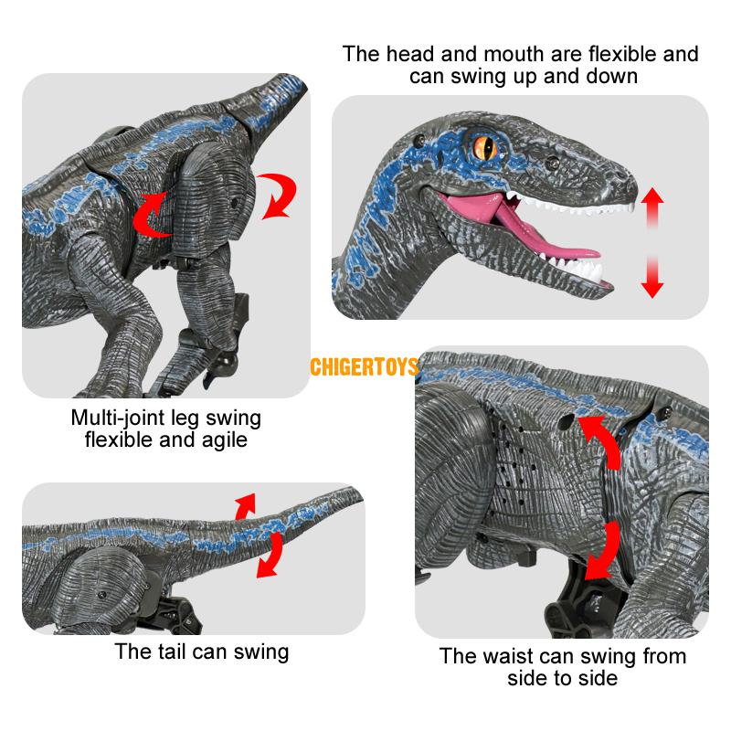 Realistisk fjärrkontroll dinosaurie elektrisk simulering ljudljus promenad dinosaurimodell för pojkutbildning rc djur leksak gåva