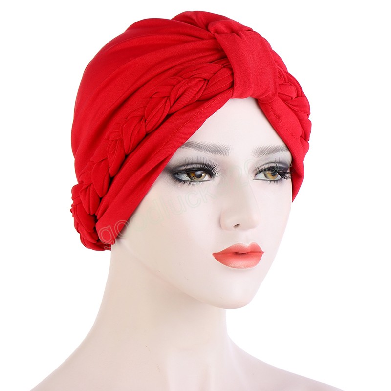 Hintli Kadın Müslüman Hanka Örgü Knot Üst Kemo Kapak Kanseri Bonnet Saç dökülmesi şapka İslami Arap Türban Femme Beanies Headwrap Eşarp