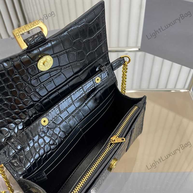 Sac à bandoulière de concepteur de modèle d'alligator noir sacs de sablier classiques B chaîne de mode épaule demi-lune portefeuille sacs à main de luxe en cuir froissé doux 230617