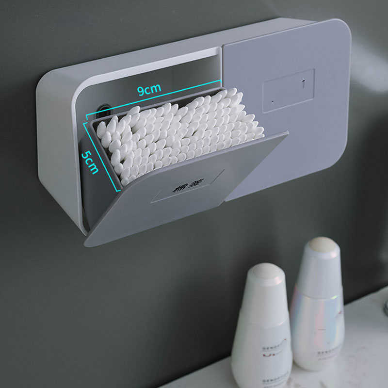 Neue Badezimmer-Organizer zur Aufbewahrung von Wattepads aus Kunststoff, Wand-Tamponbehälter, Wattestäbchen-Halter, Kosmetik-Organizer