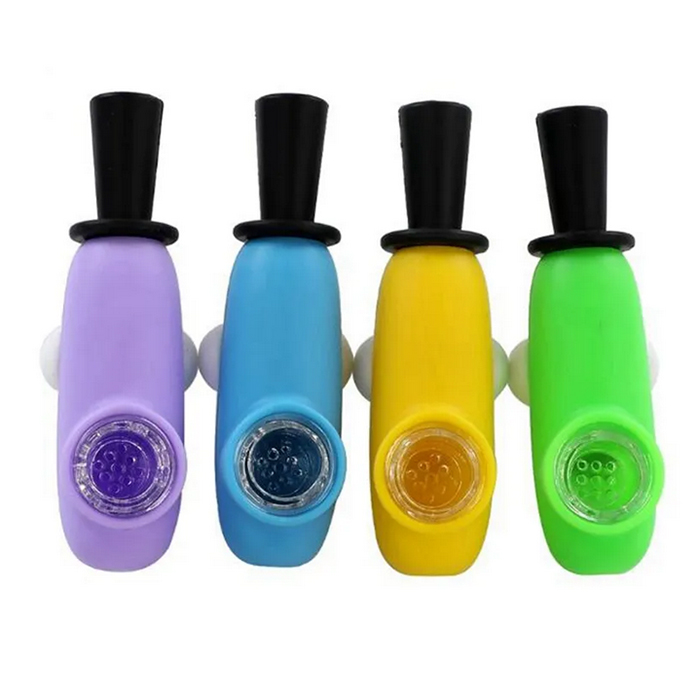 Latest Colorful Silicone Eyes Pipes Dry Herb Tobacco Thick Glass Filter Bowl Portable Handpipes Cigarette Holder Hand Smoking Pipe