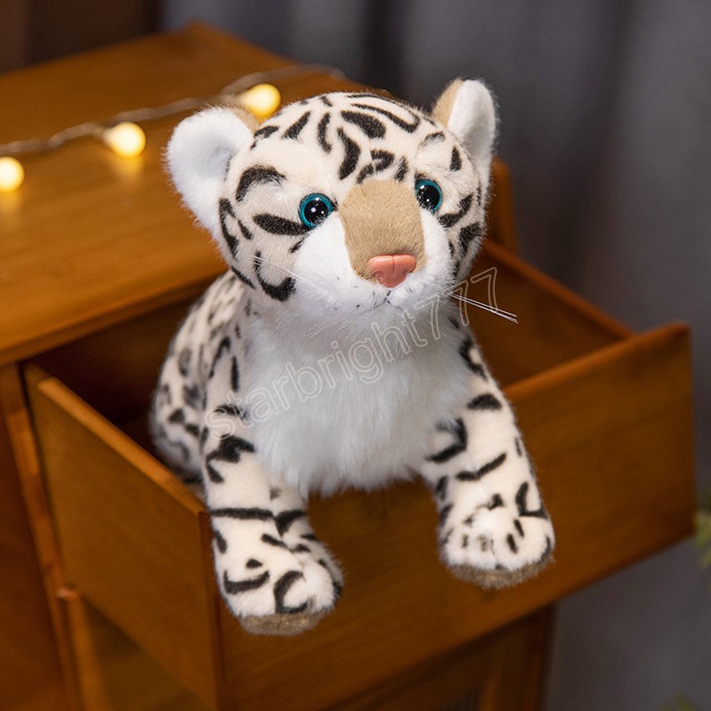 43 cm Echte Leben Nette Weiße Leopard Löwe Plüsch Spielzeug Gefüllte Wald Simulation Tier Puppe Kinder Kinder Cartoon Geburtstag geschenk