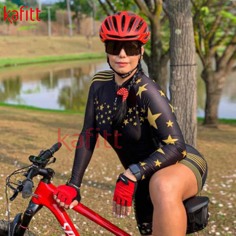 Conjuntos de ropa de ciclismo Kafitt Mallas de ciclismo Mono de manga larga para mujer Traje de bicicleta Bicicleta de carretera Traje de bicicleta de montaña Sudadera profesional CiclismoHKD230625