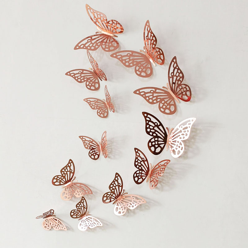 3D Hollow Butterfly Wall Sticker Decoration Butterflies Decals DIY Home Removable Mural Decoration Party Wedding Kids Room Window Decors 